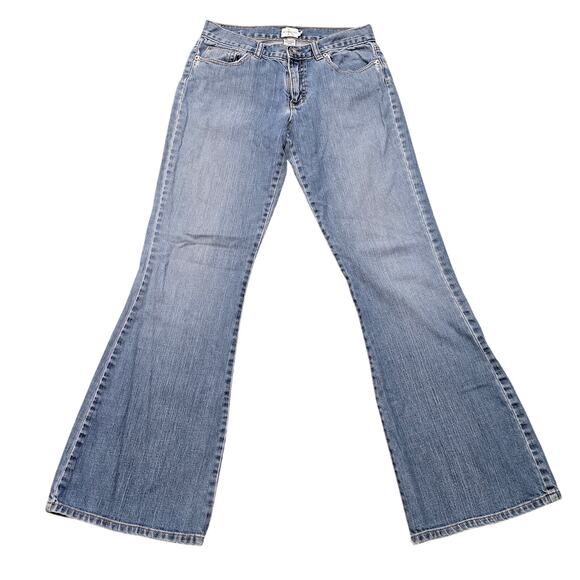 Vintage Calvin Klein Blue Faded Denim Wide Flare Leg Stretch Jeans - Picture 1 of 6